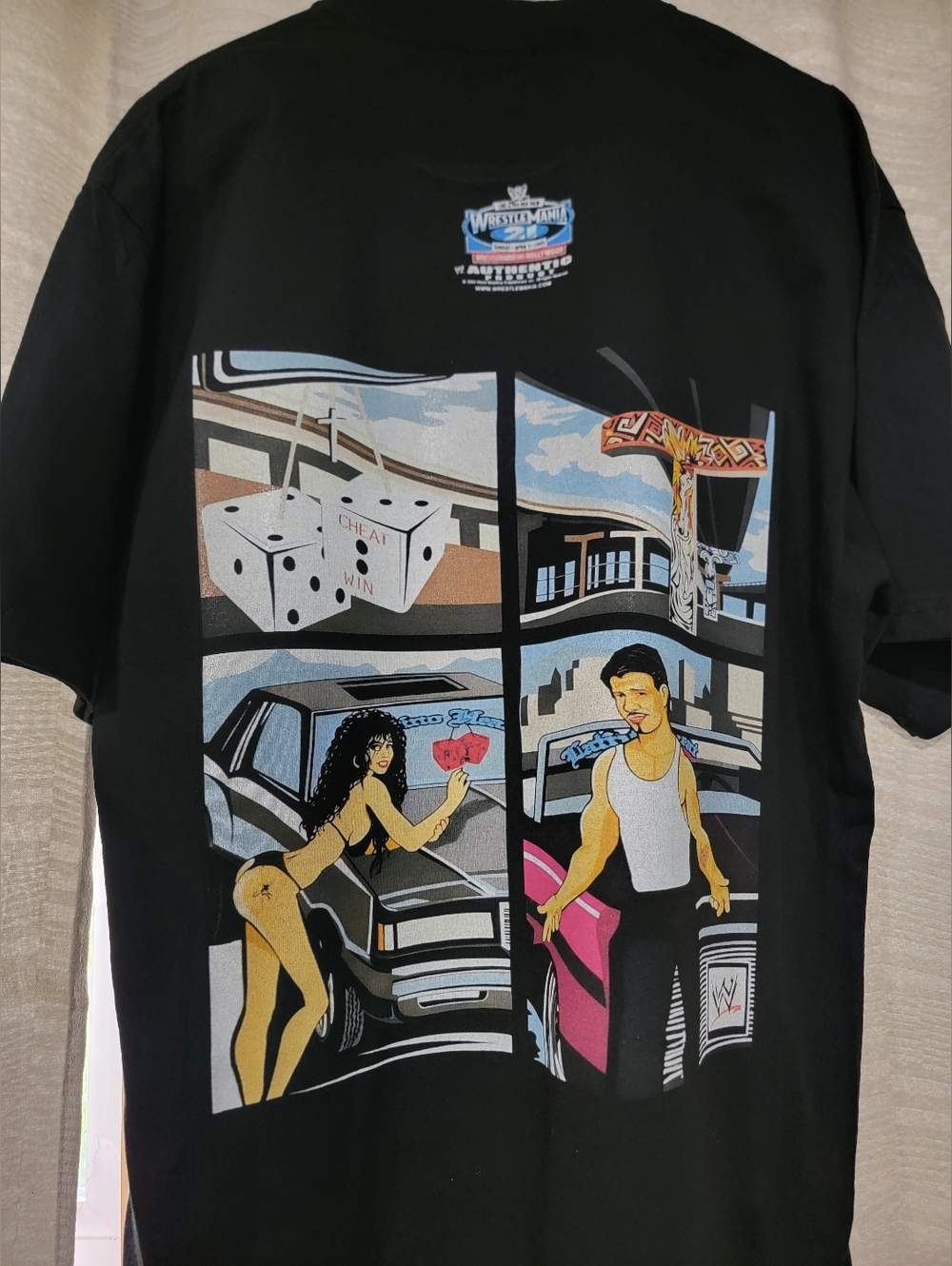 EDDIE GUERRERO GTA  ON A SHAKA SUPERMAX HEAVYWEIGHT GARMET DYED T SHIRT